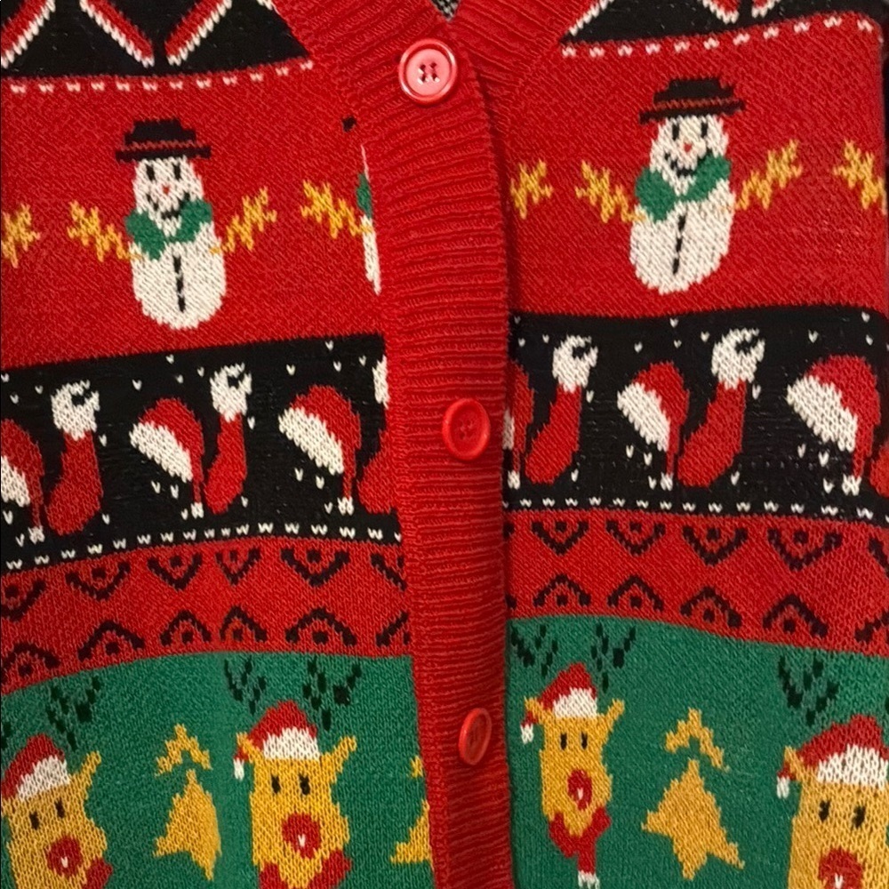 New 🆕 Festive Red and Green Cardigan 2X - Picture 6 of 7